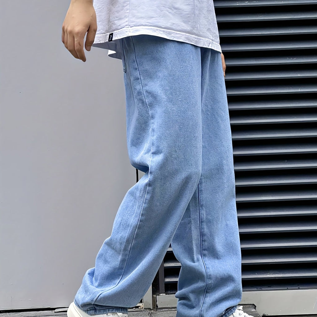 Wide-Leg Jeans Denim Men's Light Blue Relaxed Fit – Casual, Streetwear · Werune