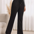Wide-Leg Sweatpants Grey Drawstring Women's Straight-Leg Joggers – Casual, Loungewear