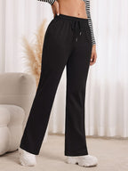 Wide-Leg Sweatpants Grey Drawstring Women's Straight-Leg Joggers – Casual, Loungewear