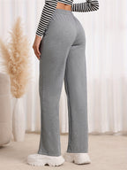 Wide-Leg Sweatpants Grey Drawstring Women's Straight-Leg Joggers – Casual, Loungewear