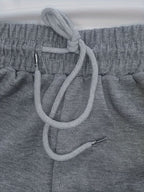 Wide-Leg Sweatpants Grey Drawstring Women's Straight-Leg Joggers – Casual, Loungewear