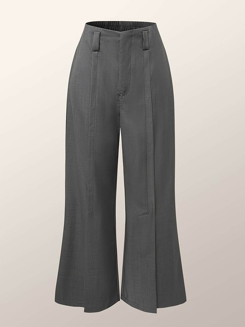 Wide-Leg Trousers Grey High-Waist Women's with Side Slit & Pockets – Office, Casual, Workwear, Gift