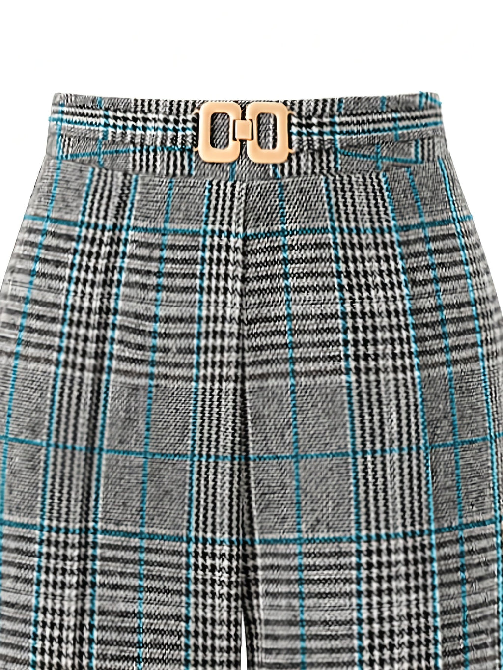 Wide-Leg Trousers Plaid Houndstooth Women's High-Waist – Office, Casual, Holiday, Gift