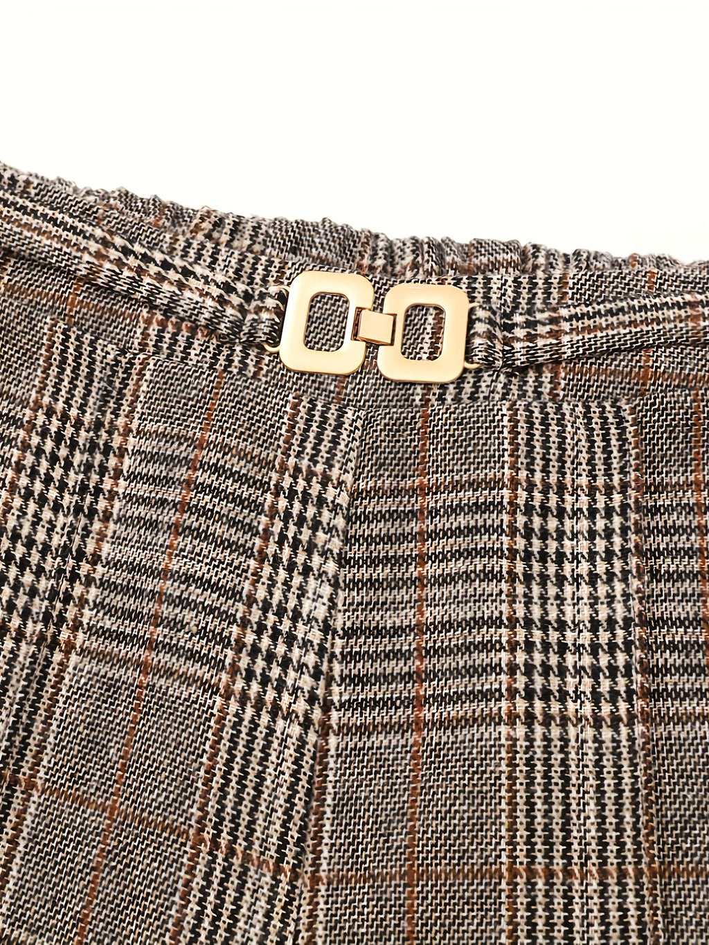 Wide-Leg Trousers Plaid Houndstooth Women's High-Waist – Office, Casual, Holiday, Gift