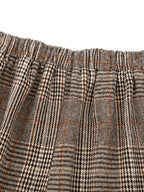Wide-Leg Trousers Plaid Houndstooth Women's High-Waist – Office, Casual, Holiday, Gift