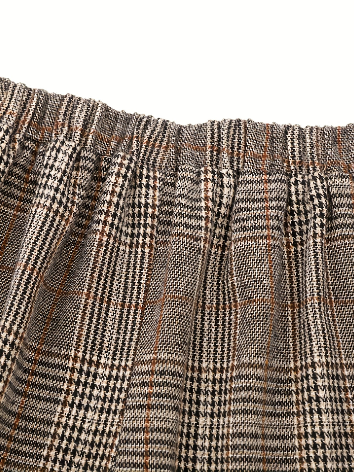 Wide-Leg Trousers Plaid Houndstooth Women's High-Waist – Office, Casual, Holiday, Gift