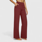 Wide Leg Trousers Women's High Waist Taupe with Pockets – Yoga, Home Gym, Training