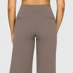 Wide Leg Trousers Women's High Waist Taupe with Pockets – Yoga, Home Gym, Training