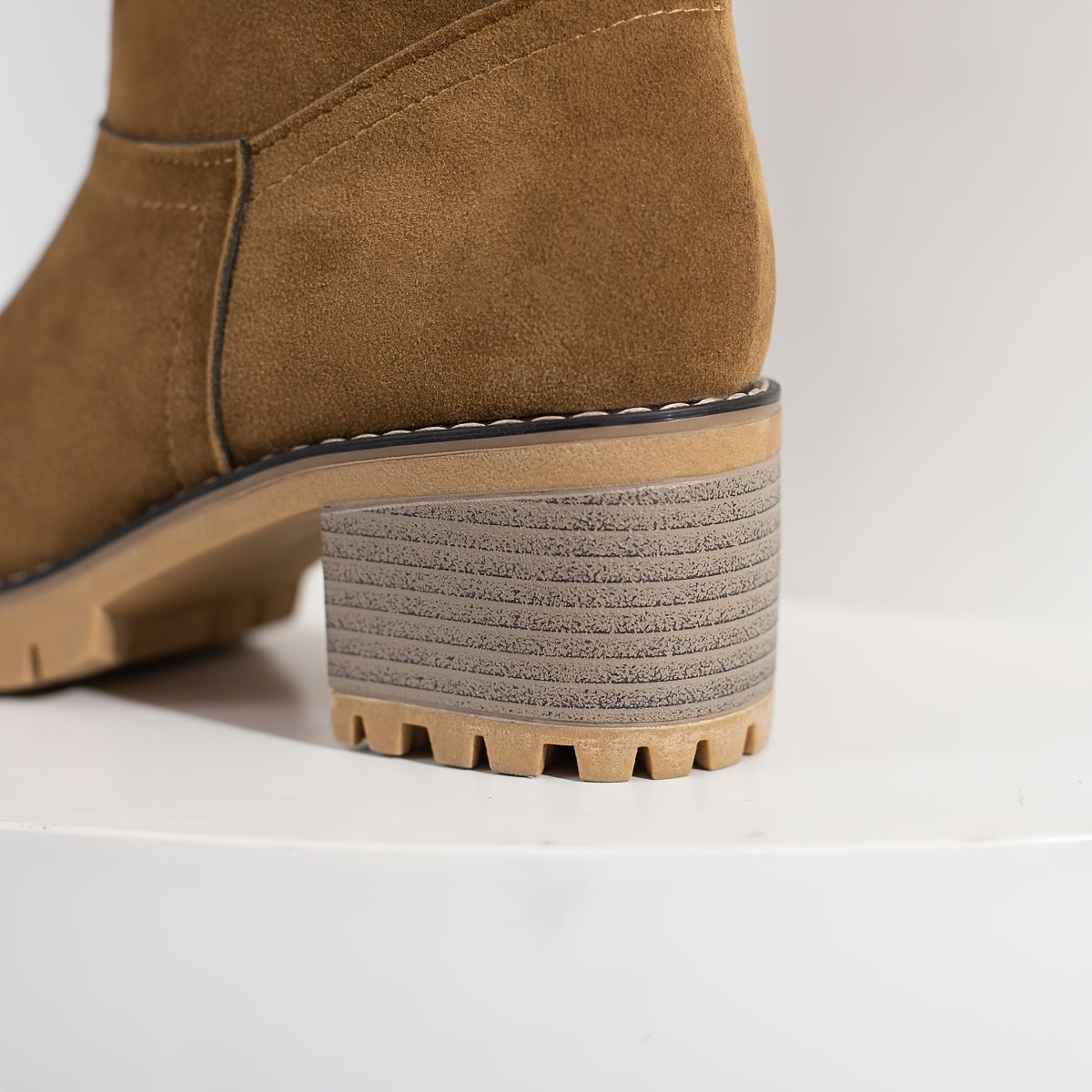 Winter Ankle Boots Women's Suede Fleece Cuff Block Heel – Casual, Warm Snow Footwear for Cold Weather