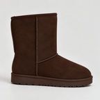 Winter Boots Suede Chestnut Women's Mid-Calf Fleece-Lined – Casual, Cold Weather Warmth