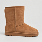 Winter Boots Suede Chestnut Women's Mid-Calf Fleece-Lined – Casual, Cold Weather Warmth