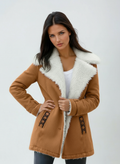 Winter Coat Wool Blend Green Women's Sherpa Fleece-Lined Jacket – Casual, Office, Holiday, Gift