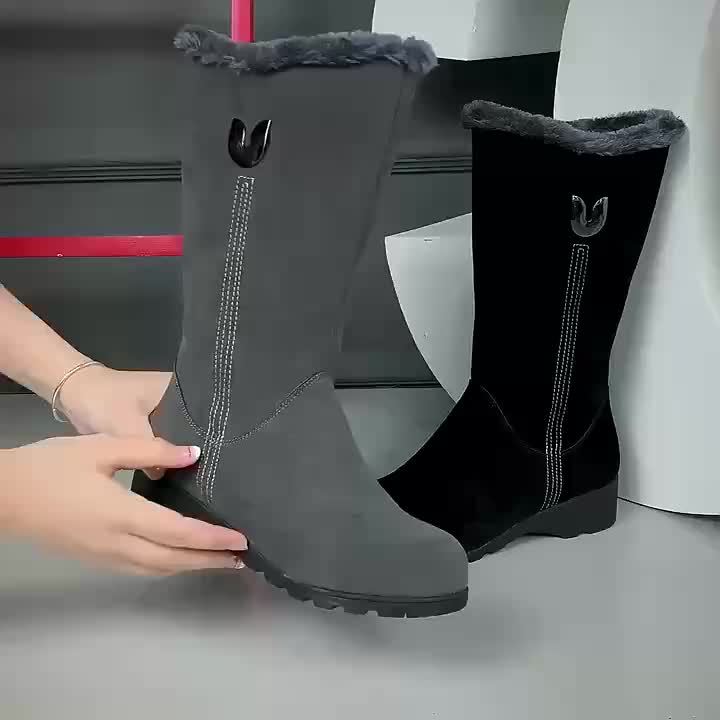 Winter Snow Boots Faux Fur Cuff Mid-Calf Women's – Casual, Cold Weather, Gift, Everyday Warmth