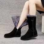 Winter Snow Boots Faux Fur Cuff Mid-Calf Women's – Casual, Cold Weather, Gift, Everyday Warmth