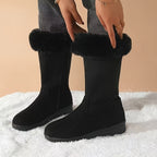 Winter Snow Boots Faux Fur Cuff Mid-Calf Women's – Casual, Cold Weather, Gift, Everyday Warmth