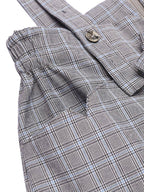 Women's 2 Piece Set Yellow Bow Blouse & Grey Plaid Suspender Trousers – Vintage, Office, Casual, Gift