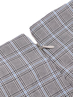 Women's 2 Piece Set Yellow Bow Blouse & Grey Plaid Suspender Trousers – Vintage, Office, Casual, Gift