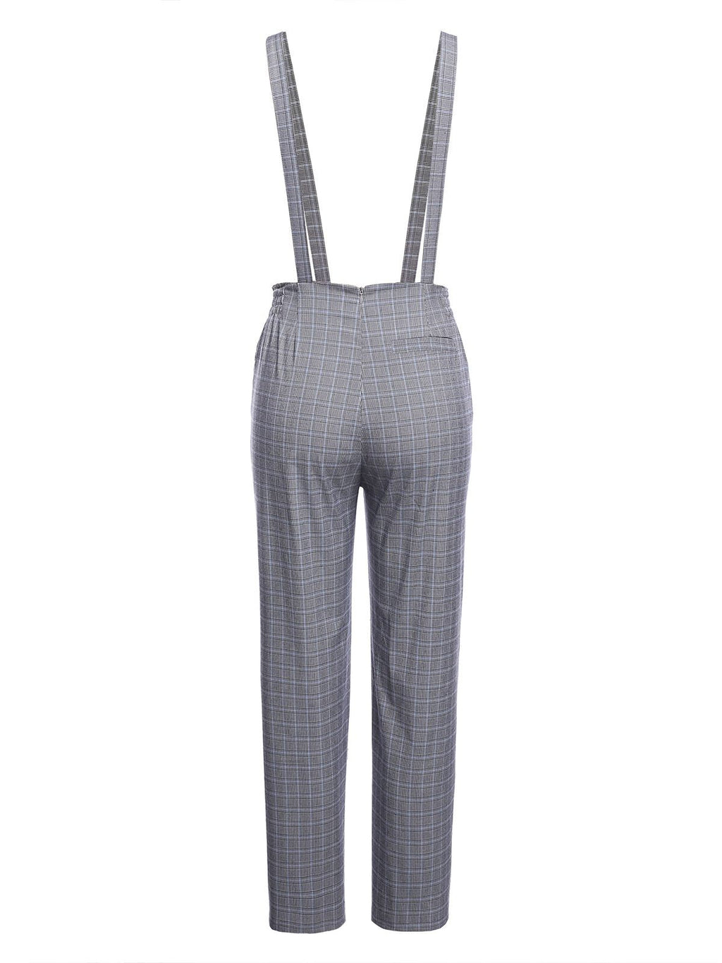 Women's 2 Piece Set Yellow Bow Blouse & Grey Plaid Suspender Trousers – Vintage, Office, Casual, Gift