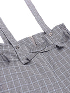 Women's 2 Piece Set Yellow Bow Blouse & Grey Plaid Suspender Trousers – Vintage, Office, Casual, Gift