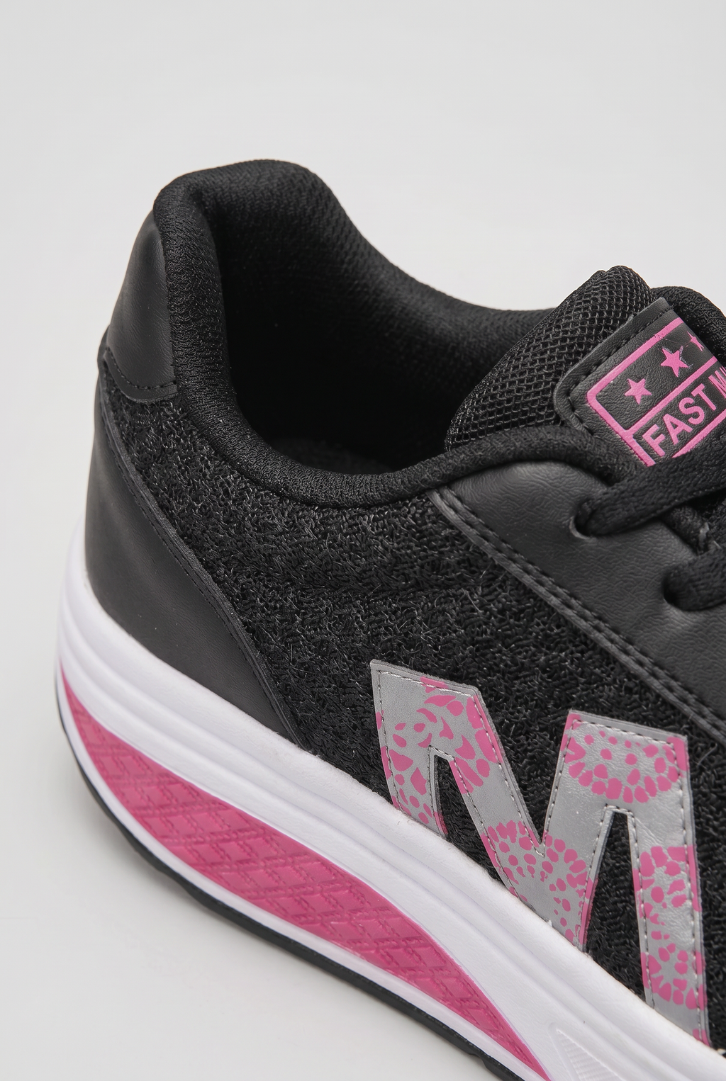 Women's Platform Trainers Black Pink Lace-Up Cushioned Sole – Casual, Walking, Everyday Gift