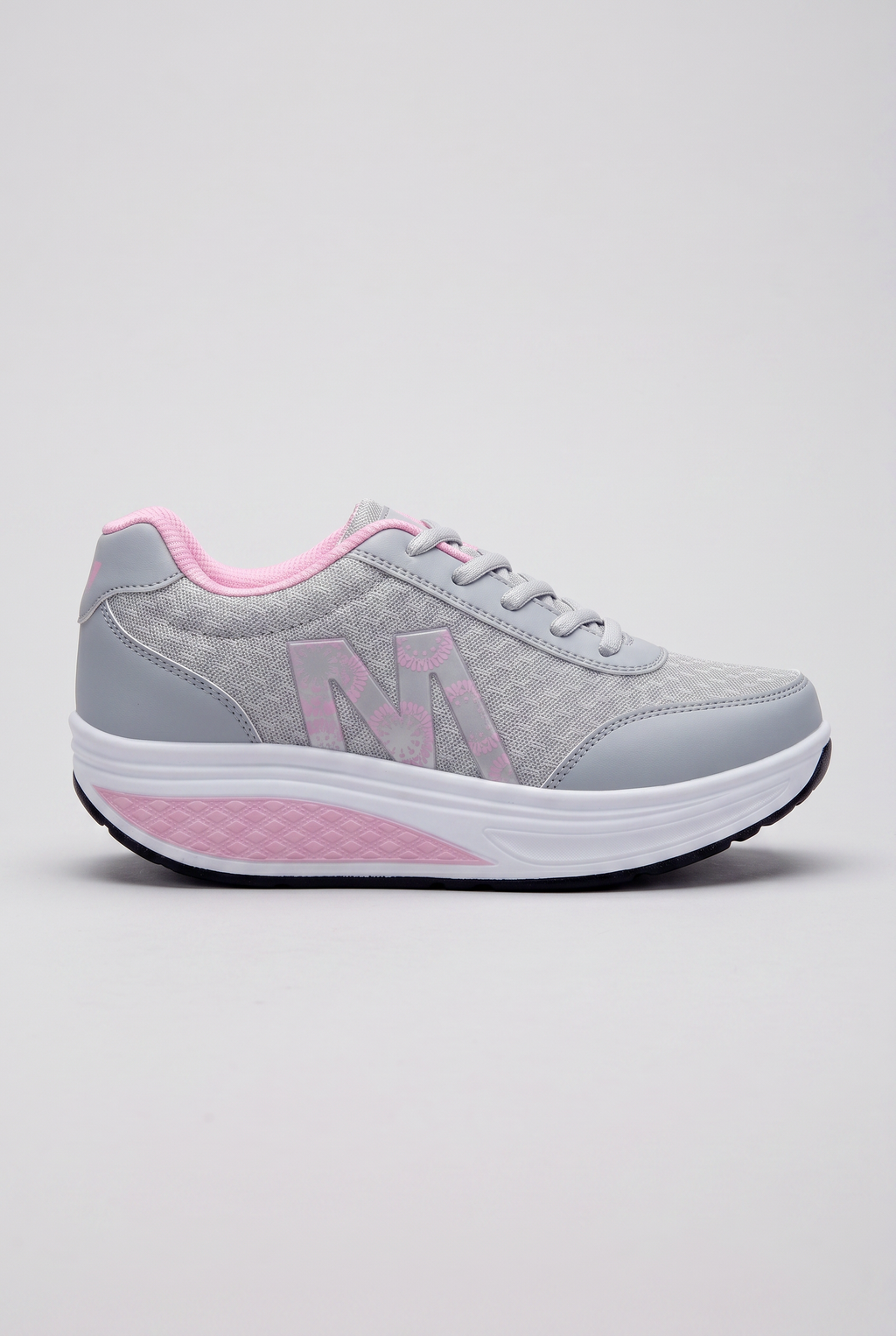Women's Platform Trainers Black Pink Lace-Up Cushioned Sole – Casual, Walking, Everyday Gift