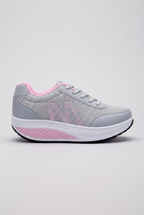 Women's Platform Trainers Black Pink Lace-Up Cushioned Sole – Casual, Walking, Everyday Gift