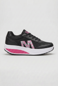 Women's Platform Trainers Black Pink Lace-Up Cushioned Sole – Casual, Walking, Everyday Gift