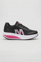 Women's Platform Trainers Black Pink Lace-Up Cushioned Sole – Casual, Walking, Everyday Gift
