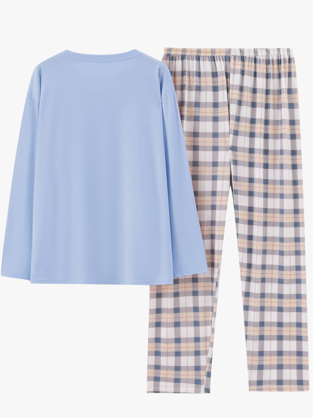Women's Pyjama Set Pink Long Sleeve Top Plaid Trousers – Sleepwear, Loungewear, Home, Gift