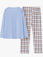Women's Pyjama Set Pink Long Sleeve Top Plaid Trousers – Sleepwear, Loungewear, Home, Gift
