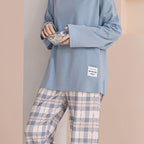 Women's Pyjama Set Pink Long Sleeve Top Plaid Trousers – Sleepwear, Loungewear, Home, Gift