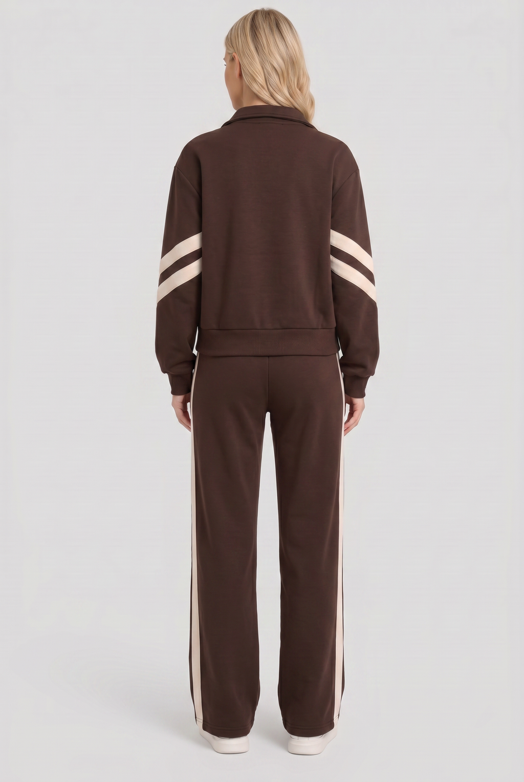 Women's Tracksuit Two Piece Zip Front Brown Wide Leg Set – Casual, Loungewear, Activewear, Gift
