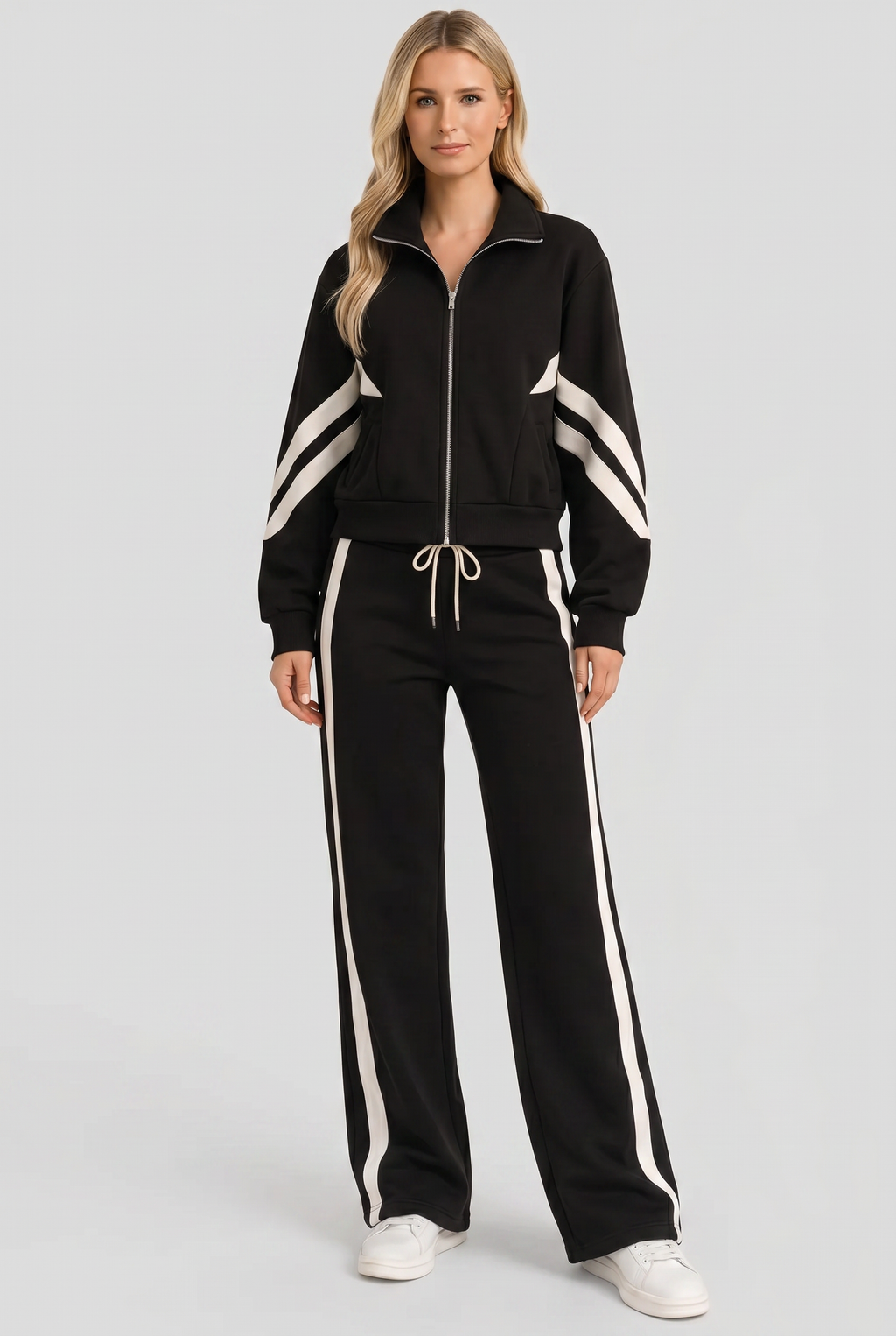Women's Tracksuit Two Piece Zip Front Brown Wide Leg Set – Casual, Loungewear, Activewear, Gift
