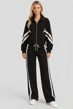 Women's Tracksuit Two Piece Zip Front Brown Wide Leg Set – Casual, Loungewear, Activewear, Gift