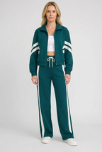 Women's Tracksuit Two Piece Zip Front Brown Wide Leg Set – Casual, Loungewear, Activewear, Gift