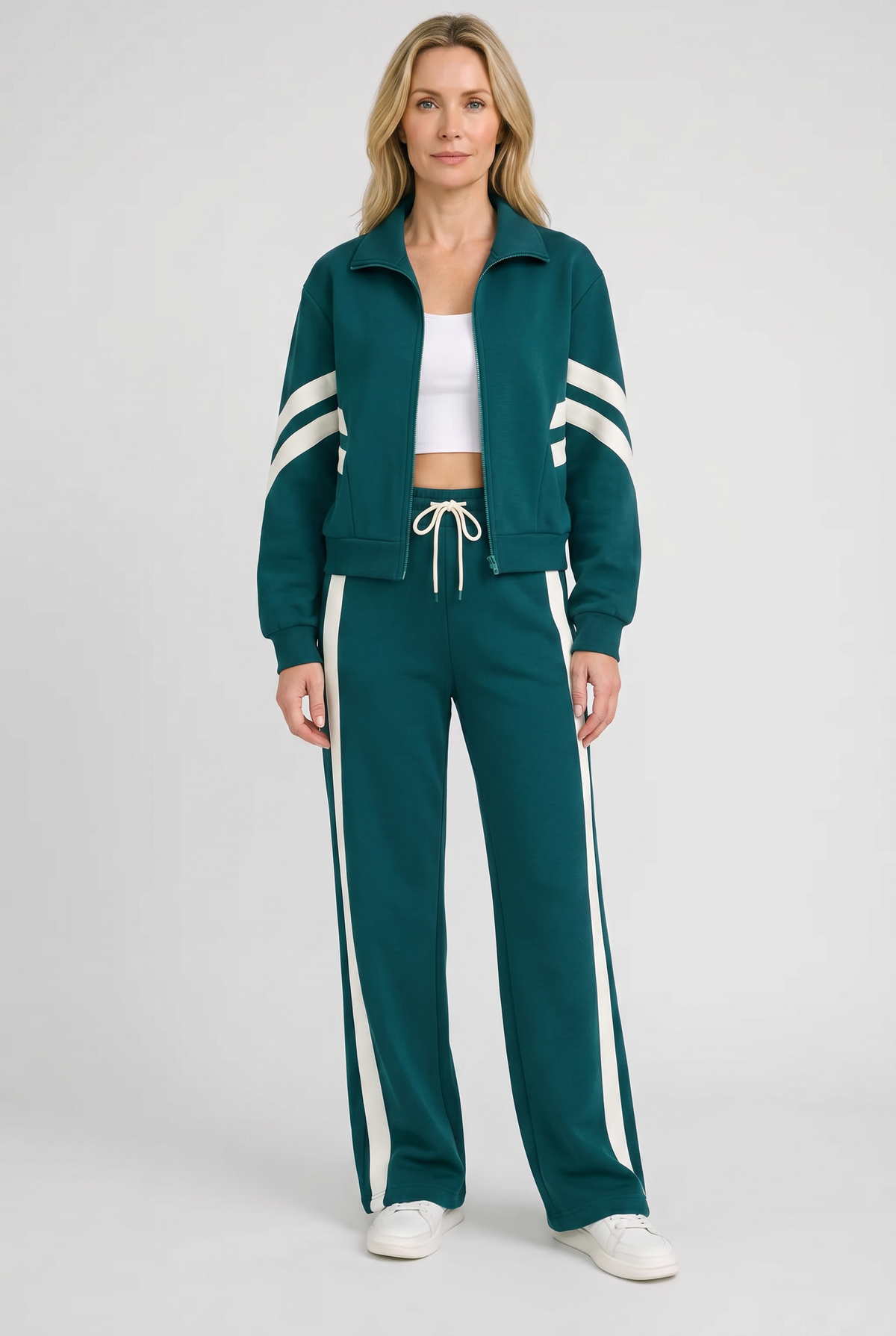 Women's Tracksuit Two Piece Zip Front Brown Wide Leg Set – Casual, Loungewear, Activewear, Gift