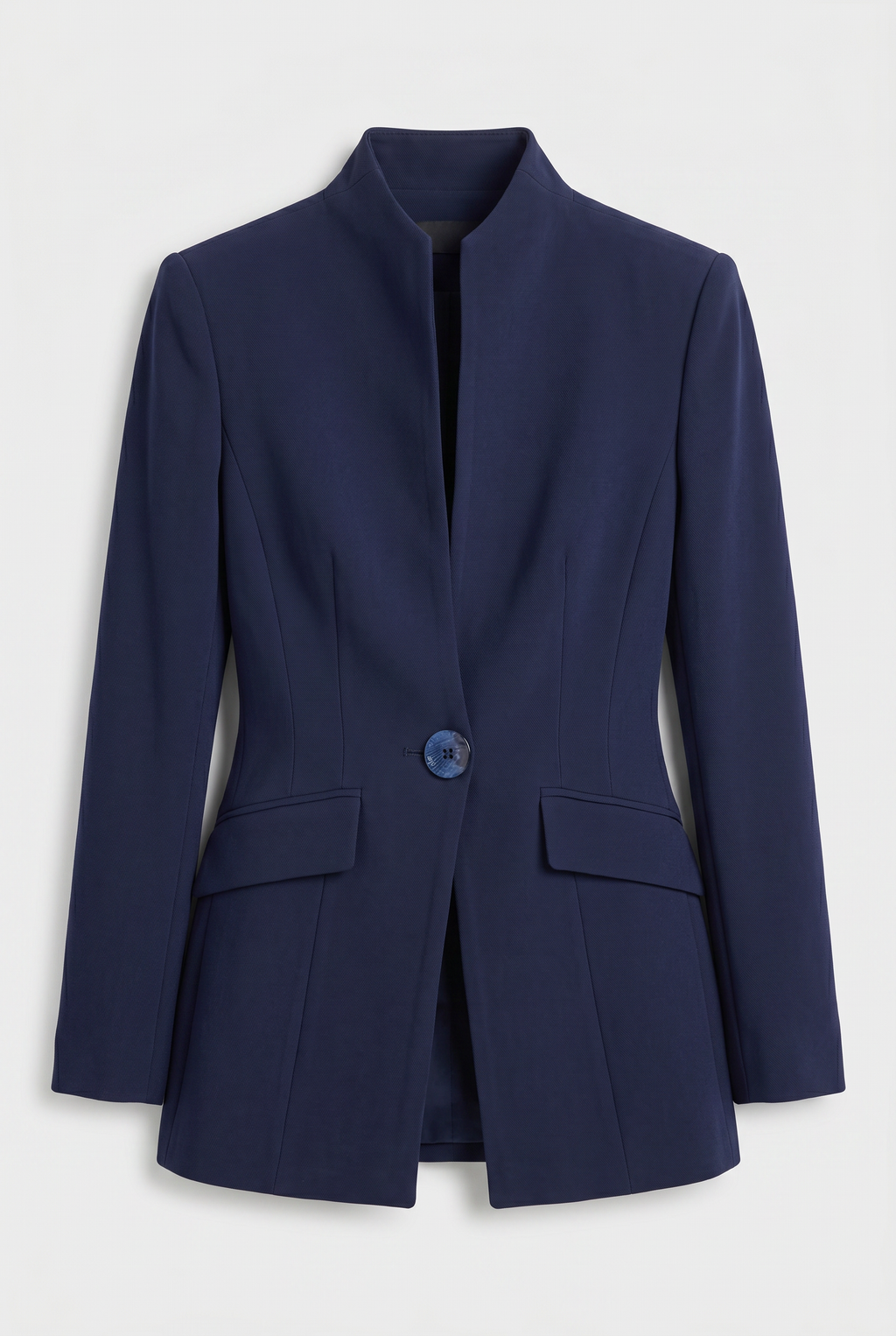 Women's Trouser Suit Set Navy High Neck Blazer Wide Leg Women's – Office, Formal Wear