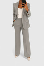 Women's Two-Piece Suit Set Black Blazer & Wide-Leg Trousers – Office, Work, Holiday, Gift