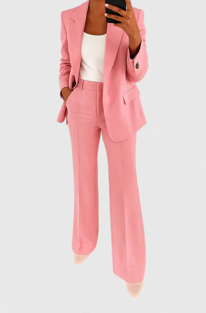 Women's Two-Piece Suit Set Black Blazer & Wide-Leg Trousers – Office, Work, Holiday, Gift