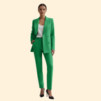 Women's Two-Piece Suit Set Light Blue Double-Breasted Blazer Trousers – Office, Formal, Gift