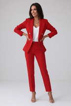 Women's Two Piece Suit Set Light Blue Double-Breasted Blazer Trousers Women's – Office, Formal