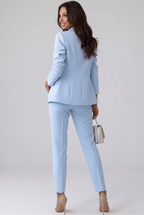 Women's Two Piece Suit Set Light Blue Double-Breasted Blazer Trousers Women's – Office, Formal