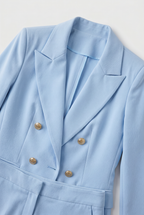 Women's Two Piece Suit Set Light Blue Double-Breasted Blazer Trousers Women's – Office, Formal