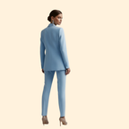 Women's Two-Piece Suit Set Light Blue Double-Breasted Blazer Trousers – Office, Formal, Gift