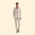 Women's Two-Piece Suit Set Light Blue Double-Breasted Blazer Trousers – Office, Formal, Gift