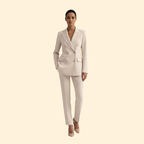 Women's Two-Piece Suit Set Light Blue Double-Breasted Blazer Trousers – Office, Formal, Gift