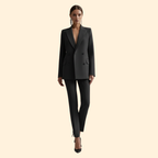 Women's Two-Piece Suit Set Light Blue Double-Breasted Blazer Trousers – Office, Formal, Gift