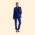 Women's Two-Piece Suit Set Light Blue Double-Breasted Blazer Trousers – Office, Formal, Gift