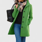 Wool Blend Coat Camel Women's Single-Breasted Lapel Jacket – Casual, Office, Winter, Gift