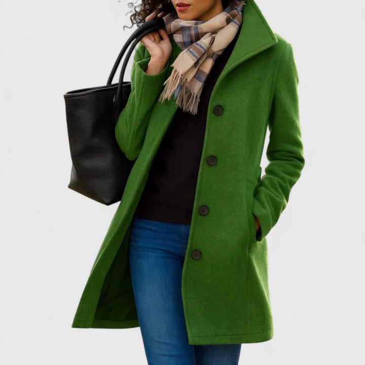 Wool Blend Coat Camel Women's Single-Breasted Lapel Jacket – Casual, Office, Winter, Gift